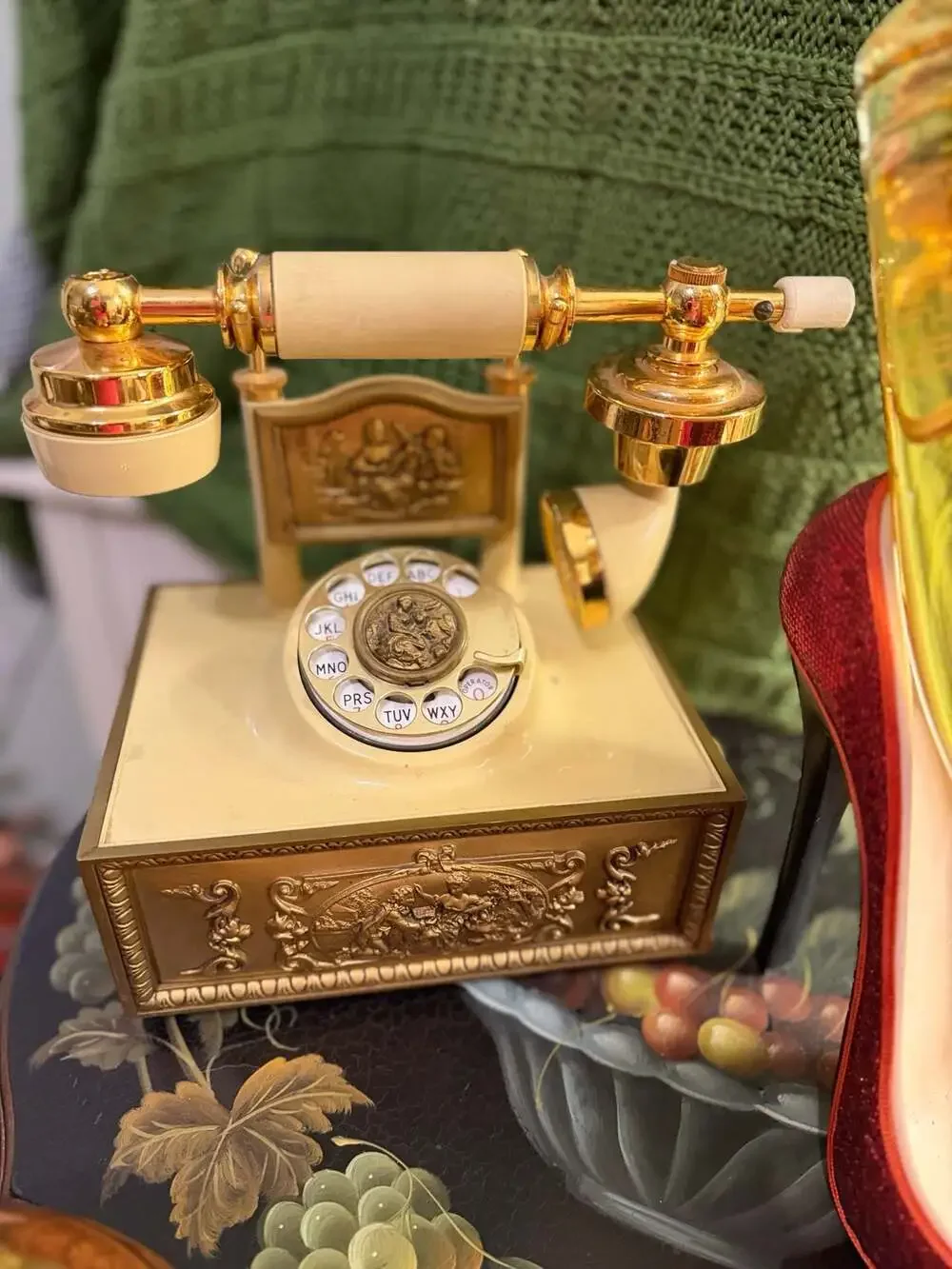Vintage Deco-Tel French Provincial Victorian Style Ivory and Gold Rotary Dial Te
